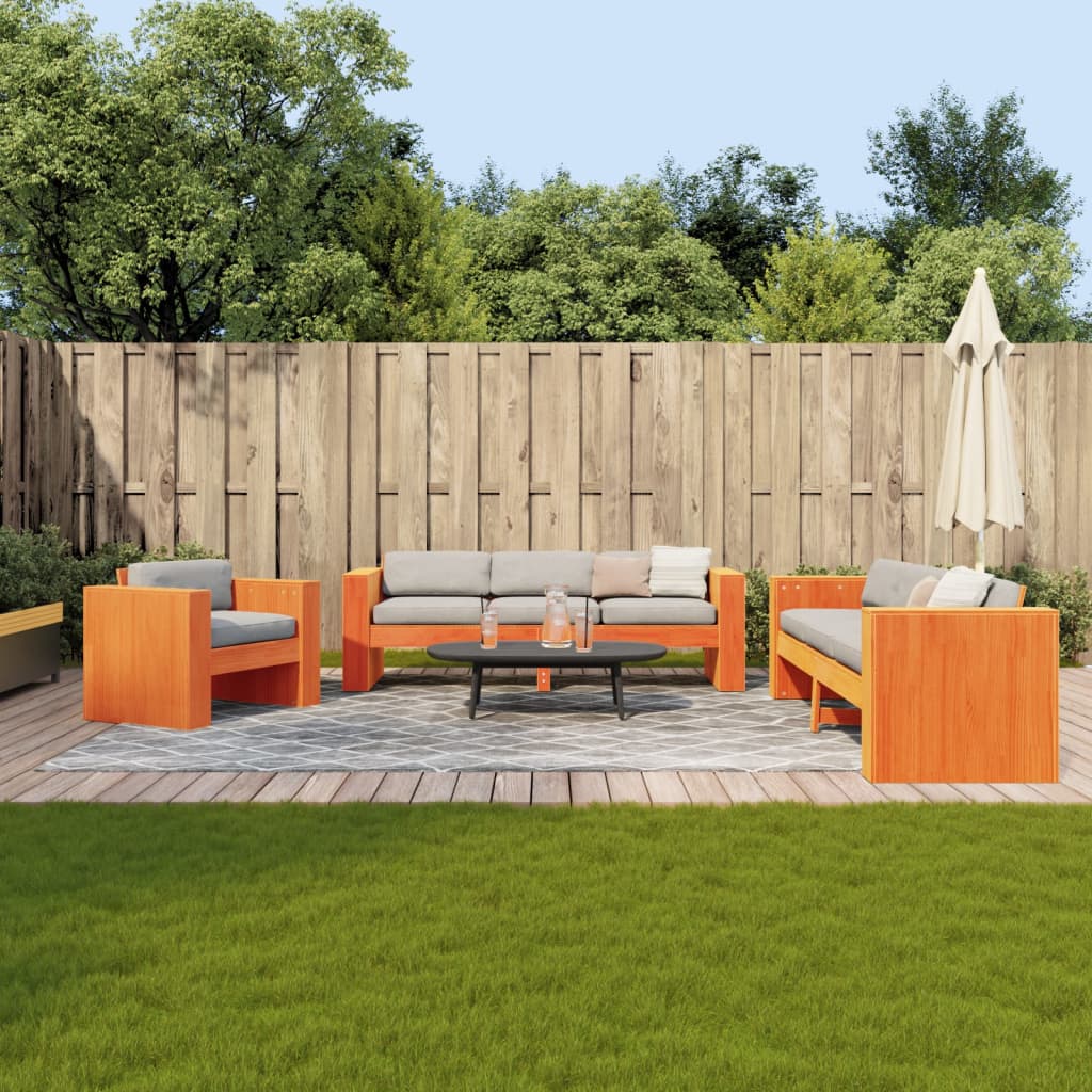 2 Piece Garden Lounge Set Solid Wood Pine