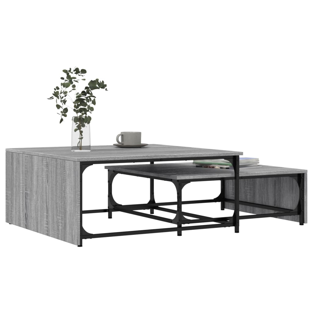 Nesting Coffee Tables 2 Pcs Engineered Wood And Metal