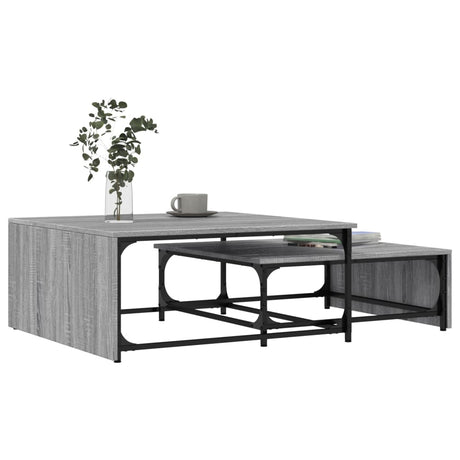 Nesting Coffee Tables 2 Pcs Engineered Wood And Metal