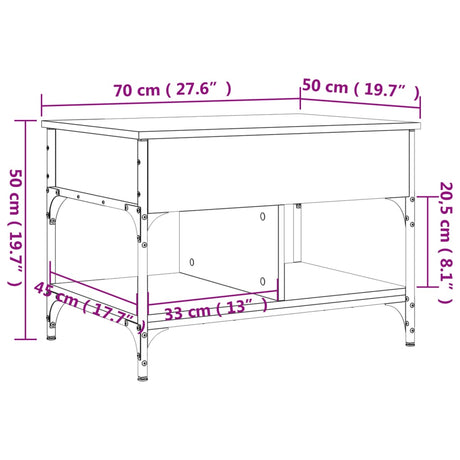 Coffee Table 70X50X50 Cm Engineered Wood And Metal