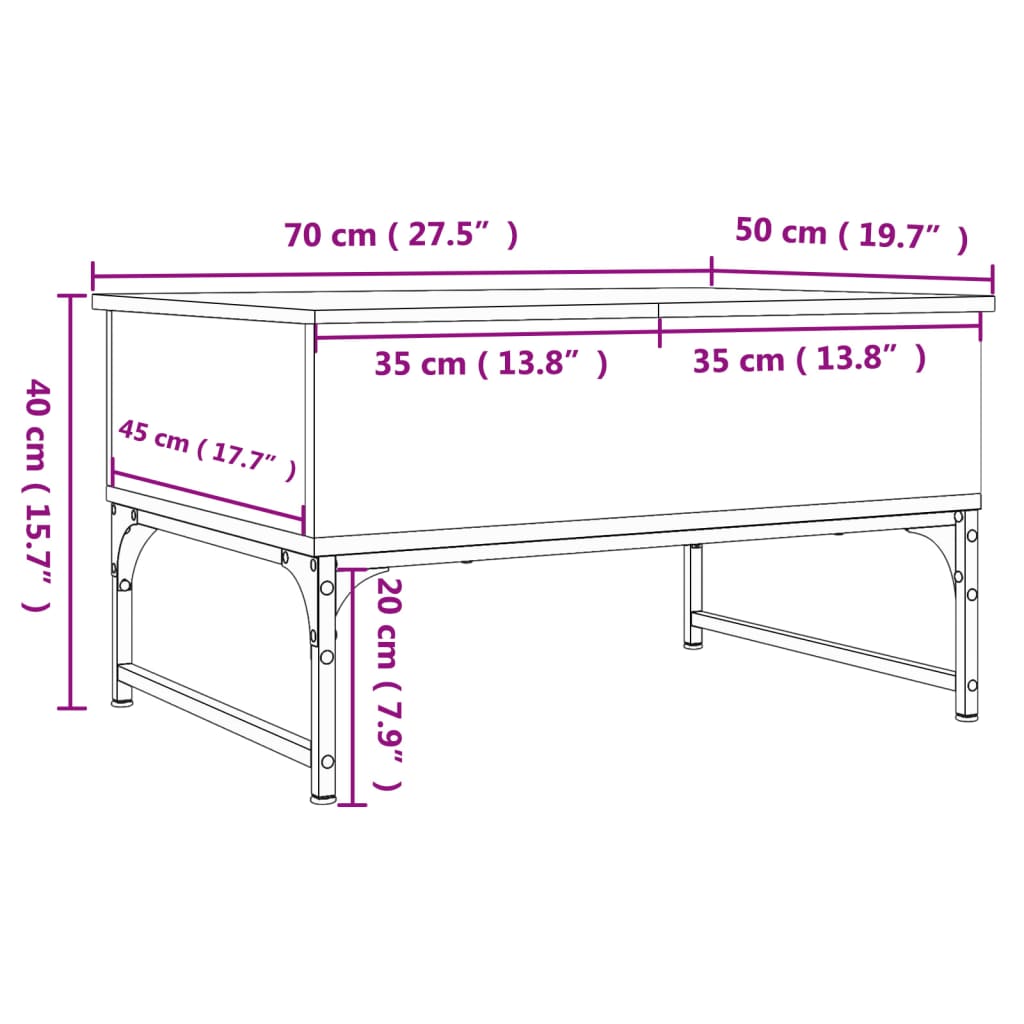 Coffee Table 70X50X40 Cm Engineered Wood And Metal