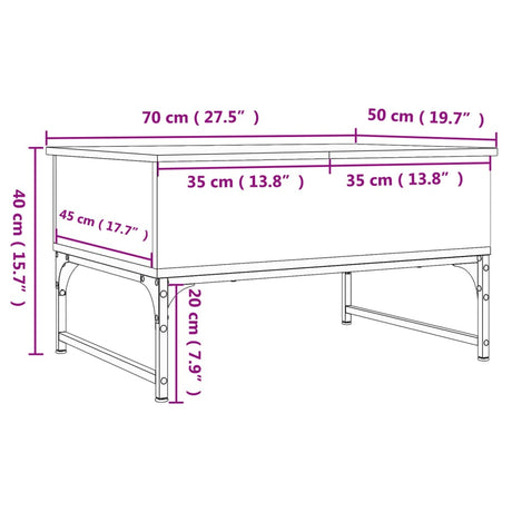 Coffee Table 70X50X40 Cm Engineered Wood And Metal