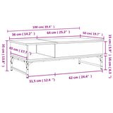 Coffee Table 100X50X35 Cm Engineered Wood And Metal