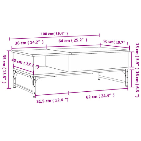 Coffee Table 100X50X35 Cm Engineered Wood And Metal