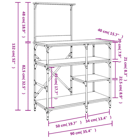 Baker's Rack 90X40X132 Cm Engineered Wood And Metal