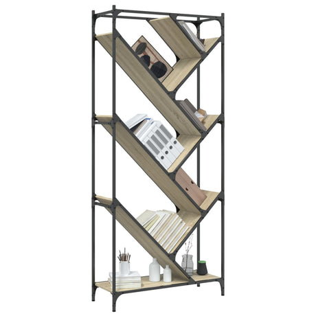 Bookcase 79X30X180 Cm Engineered Wood And Metal