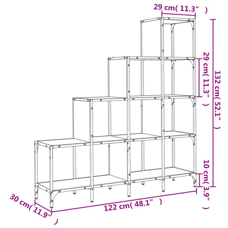 Bookcase 122X30X Engineered Wood And Metal