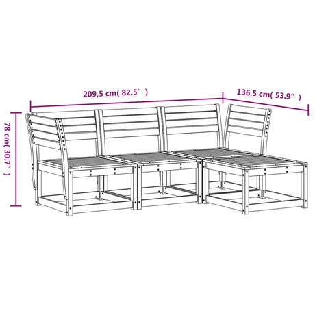 4 Piece Garden Lounge Set Solid Wood Pine