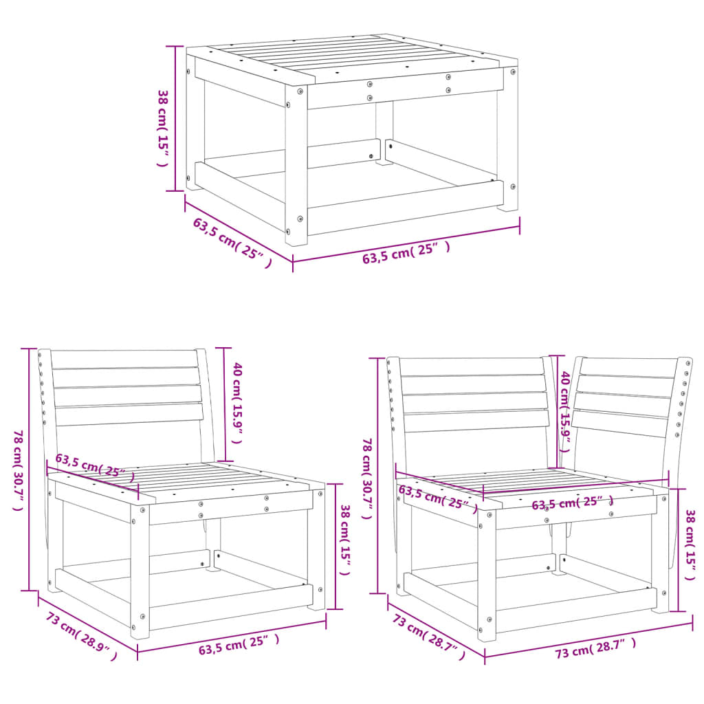 4 Piece Garden Lounge Set Solid Wood Pine