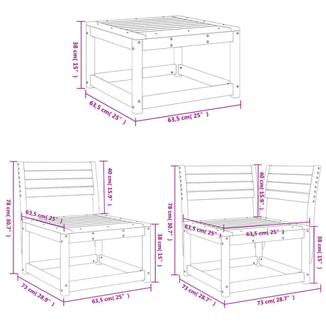 4 Piece Garden Lounge Set Solid Wood Pine