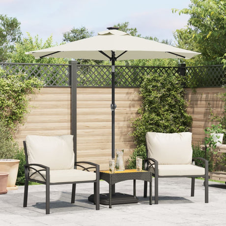 Garden Parasol With Leds And Steel Pole 225X225X212Cm