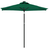 Garden Parasol with LEDs and Steel Pole Green 225x225x212cm