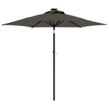 Garden Parasol with LEDs and Steel Pole Anthracite 225x225x212cm