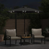 Garden Parasol with LEDs and Steel Pole Anthracite 225x225x212cm