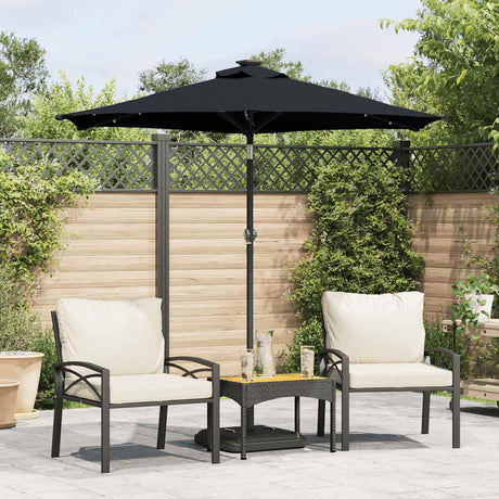 Garden Parasol With Leds And Steel Pole 225X225X212Cm