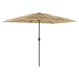 Garden Parasol With Leds And Steel Pole Brown