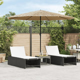 Garden Parasol With Leds And Steel Pole Brown