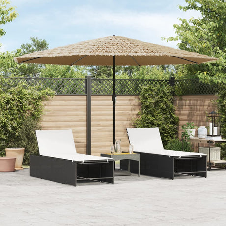 Garden Parasol With Leds And Steel Pole Brown