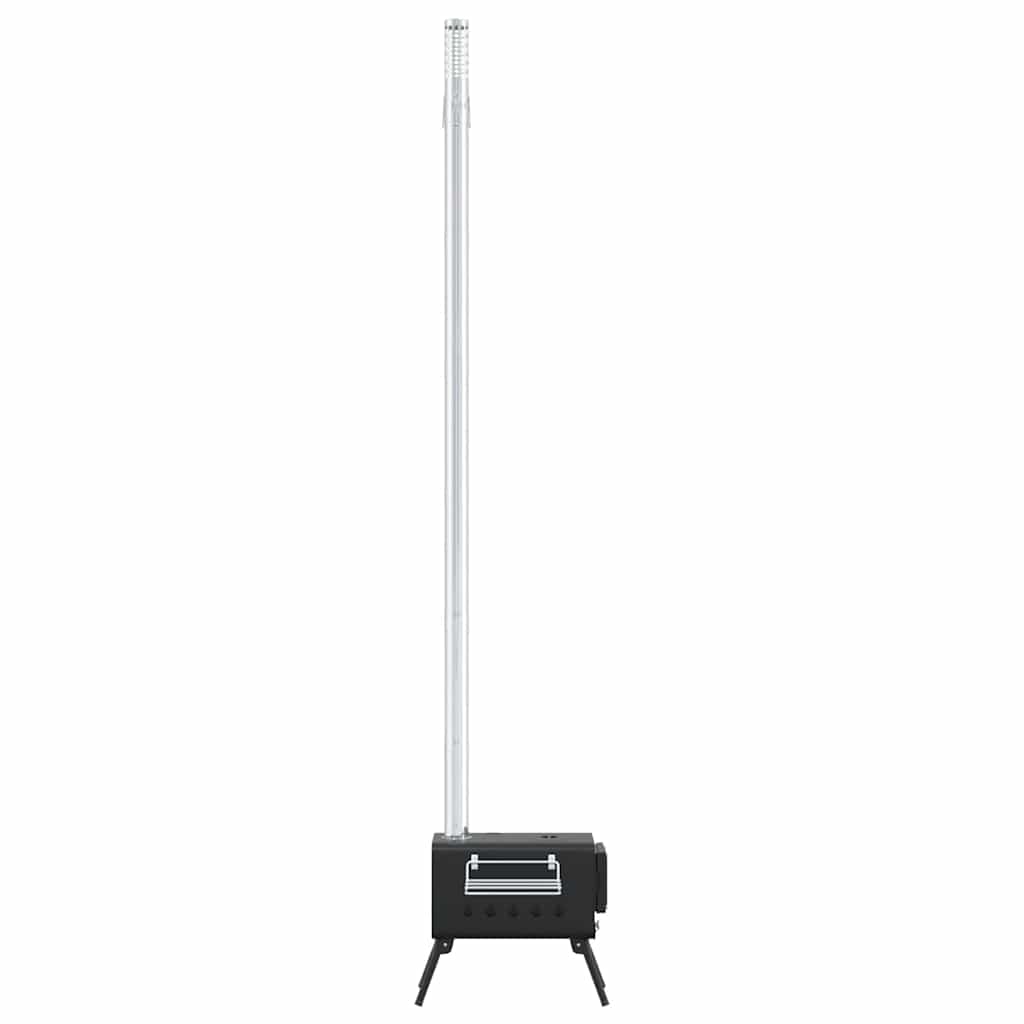 Tent Wood Stove With Chimney And Foldable Legs Black Steel
