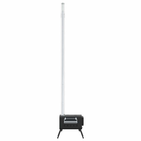 Tent Wood Stove With Chimney And Foldable Legs Black Steel