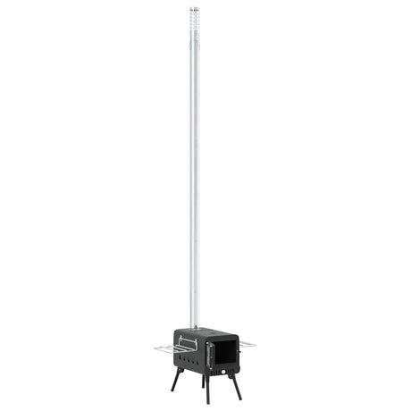 Tent Wood Stove With Chimney And Foldable Legs Black Steel