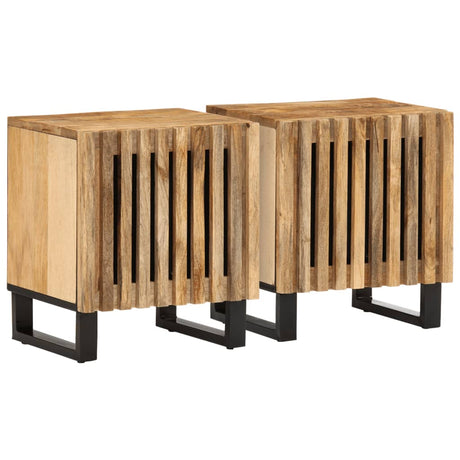 Bedside Cabinet 40X34X46 Cm Solid Wood Rough Mango