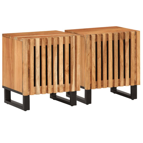 Bedside Cabinet 40X34X46 Cm Solid Wood Rough Mango