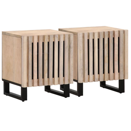 Bedside Cabinet 40X34X46 Cm Solid Wood Rough Mango