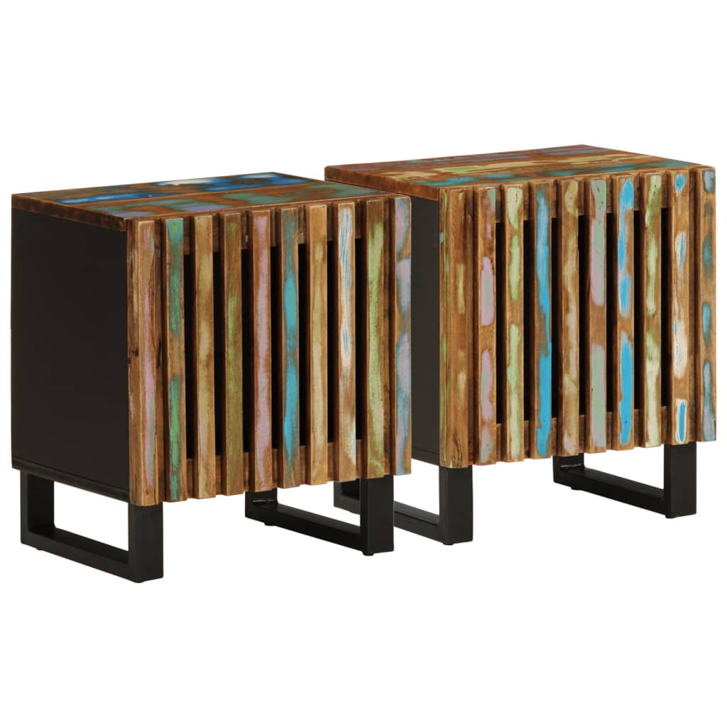 Bedside Cabinet 40X34X46 Cm Solid Wood Rough Mango