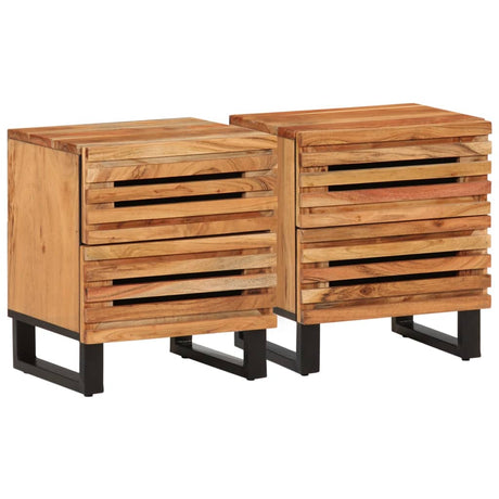 Bedside Cabinet 40X34X46 Cm Solid Wood Acacia