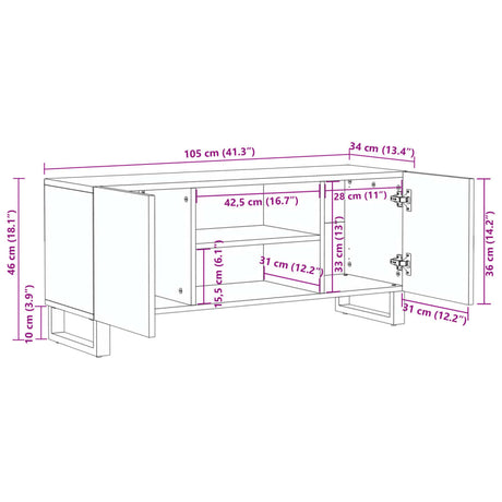 Tv Cabinet 105X34X46 Cm Solid Wood Mango