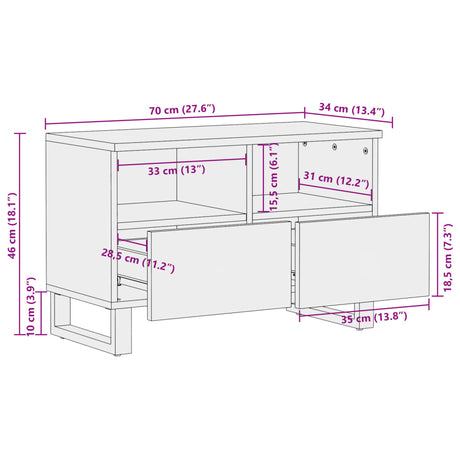 Tv Cabinet 70X34X46 Cm Solid Wood Acacia