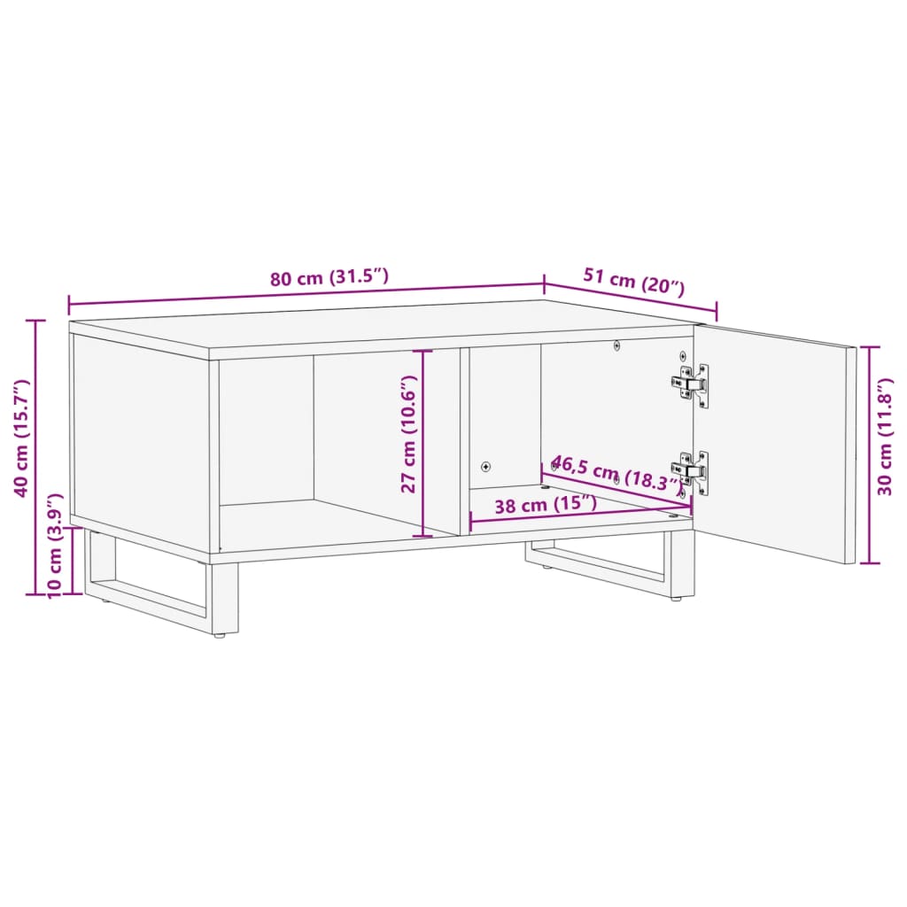 Coffee Table 80X51X40 Cm Solid Wood Mango