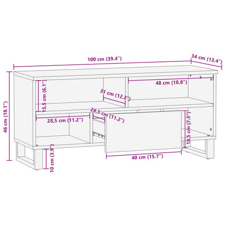 Tv Cabinet 100X34X46 Cm Solid Wood Acacia