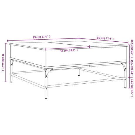 Coffee Table 95X95X45 Cm Engineered Wood And Metal