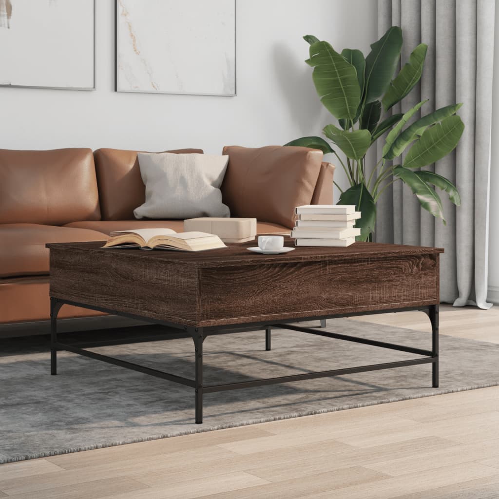 Coffee Table 95X95X45 Cm Engineered Wood And Metal