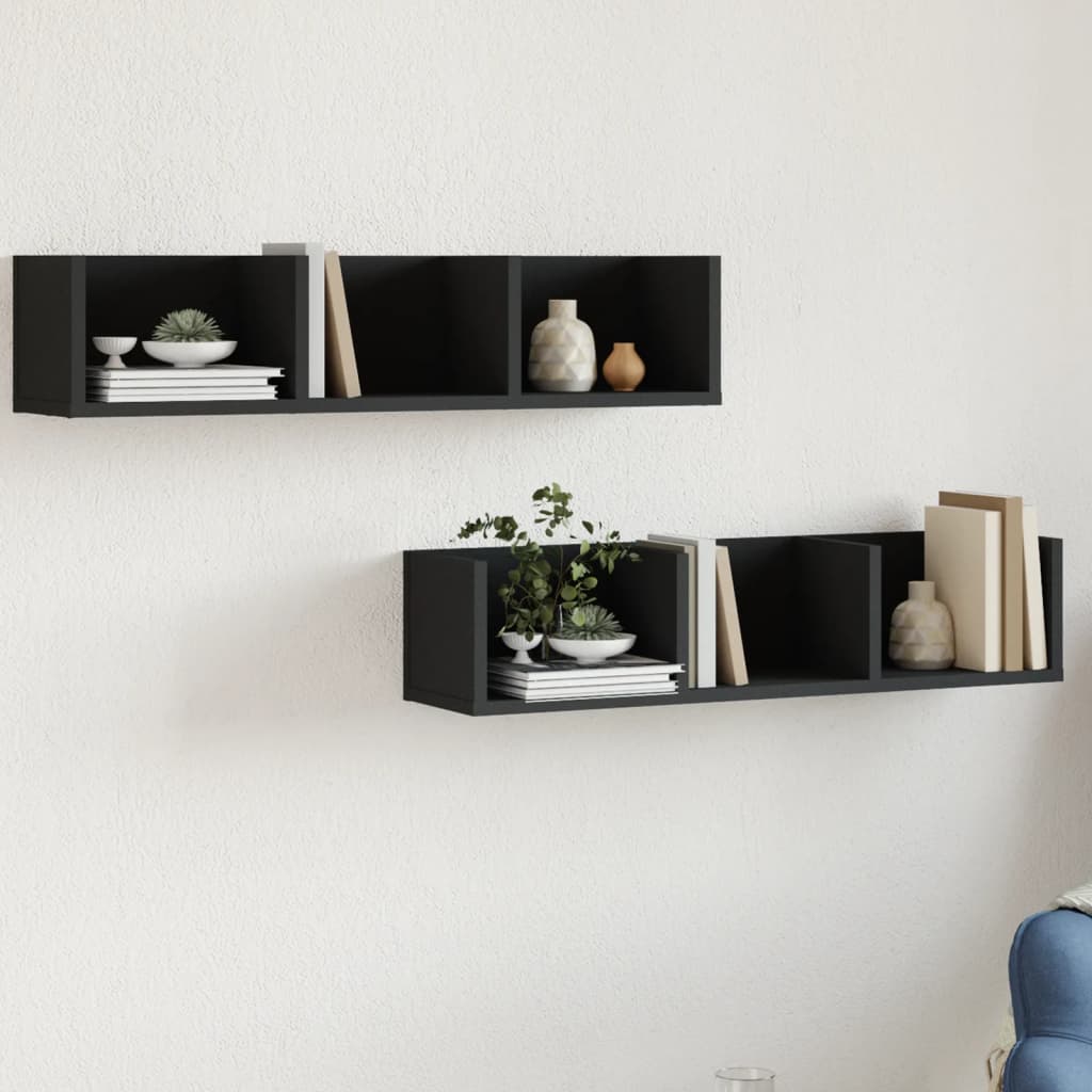 Wall Cabinets 2 Pcs 75X18X16.5 Cm Engineered Wood