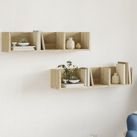 Wall Cabinets 2 Pcs 75X18X16.5 Cm Engineered Wood