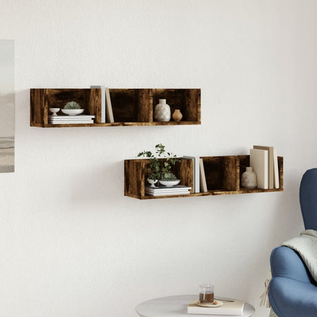 Wall Cabinets 2 Pcs 75X18X16.5 Cm Engineered Wood