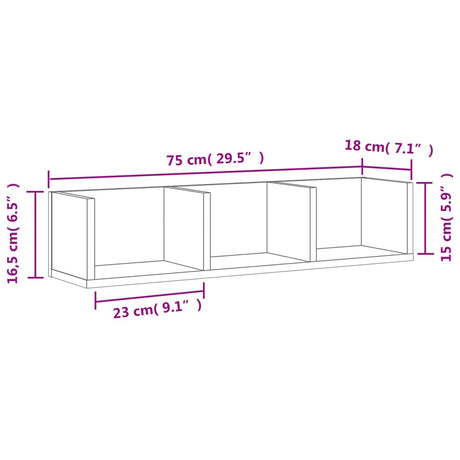 Wall Cabinets 2 Pcs 75X18X16.5 Cm Engineered Wood