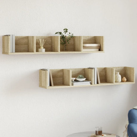 Wall Cabinets 2 Pcs 75X18X16.5 Cm Engineered Wood
