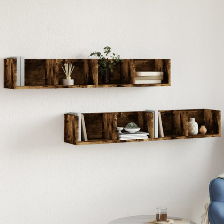 Wall Cabinets 2 Pcs 75X18X16.5 Cm Engineered Wood