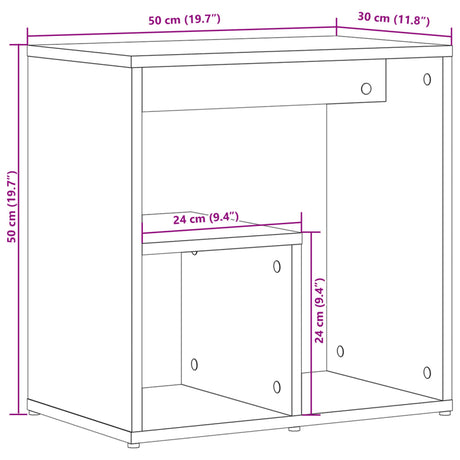Side Tables 2 Pcs 50X30X50 Cm Engineered Wood