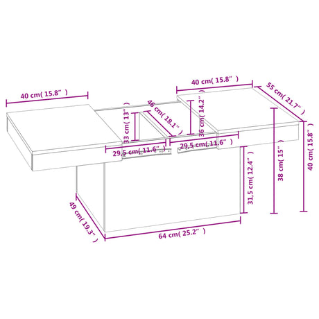 Coffee Table 80X55X40 Cm Engineered Wood