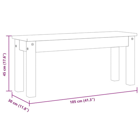 Dining Bench Panama 105X30X45 Cm Solid Wood Pine