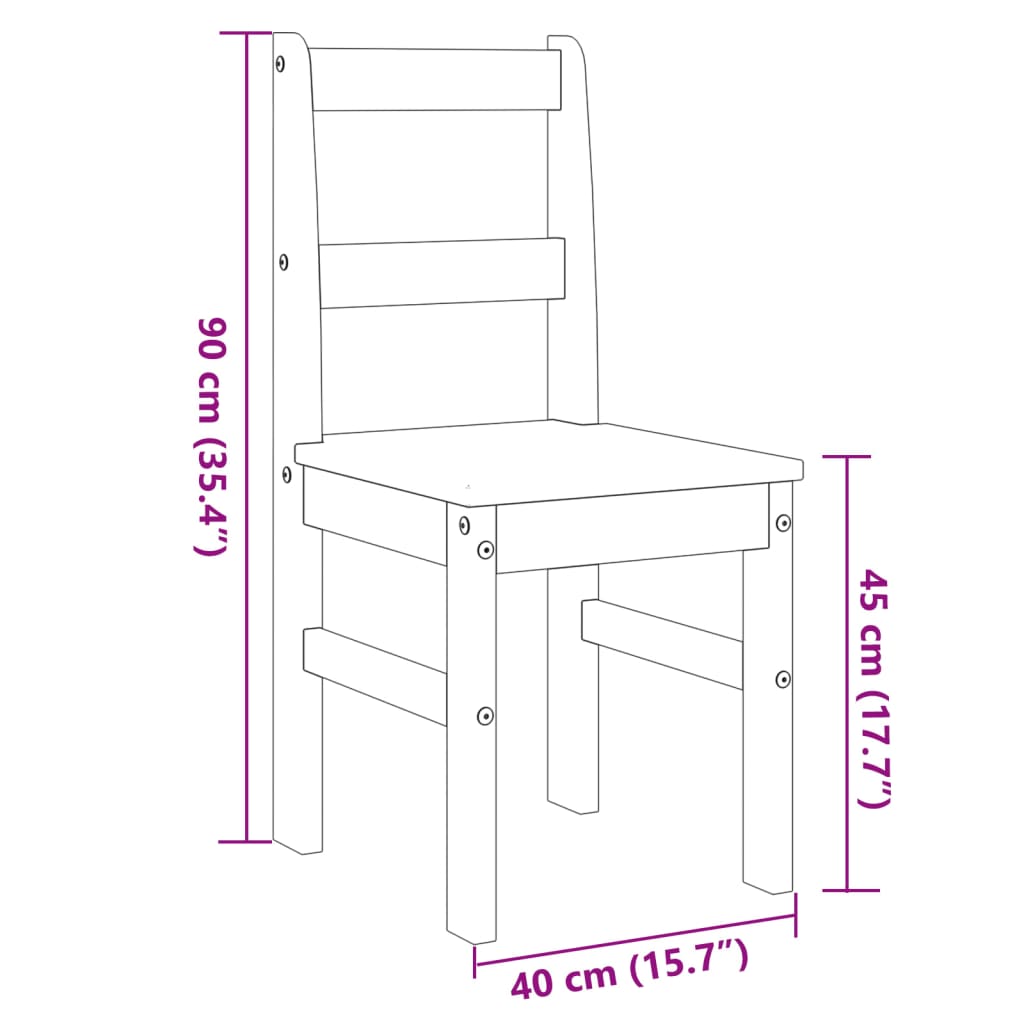 Dining Chairs 2 Pcs Panama 40X46X90 Cm Solid Wood Pine