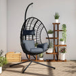 Hanging Egg Chair With Stand Rattan And Steel