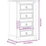 Bedside Cabinet Corona 53X39X84 Cm Solid Wood Pine
