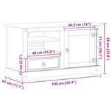 Tv Cabinet Corona 100X45X58 Cm Solid Wood Pine