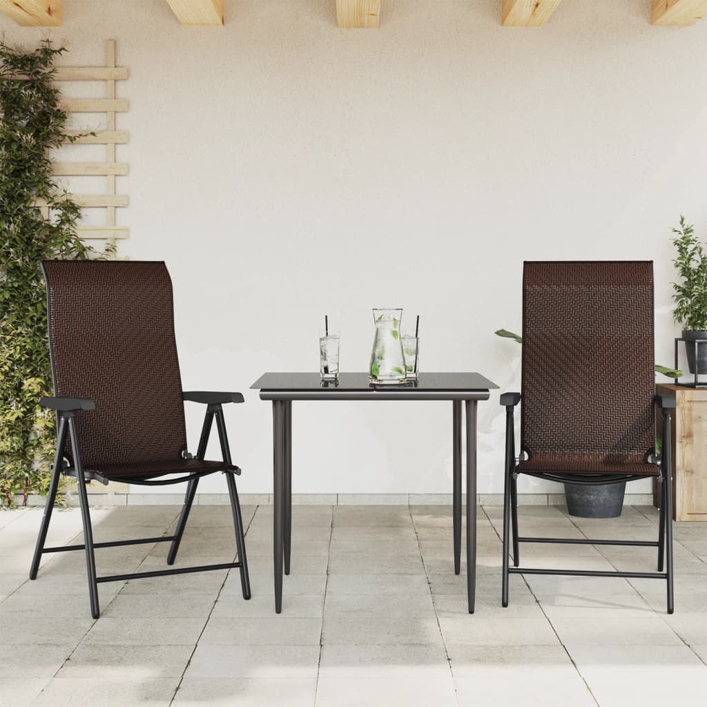 Folding Garden Chairs 2 Pcs Coffee Poly Rattan